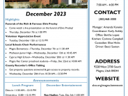 A list of events happening at the Magna Kenecott Senior Center in December 2023
