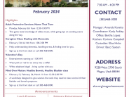 A list of events happening at the Magna Kenecott Senior Center in February 2024