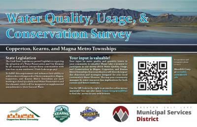 Information about the Water Quality Survey posted over a landscape photo of the Great Salt Lake